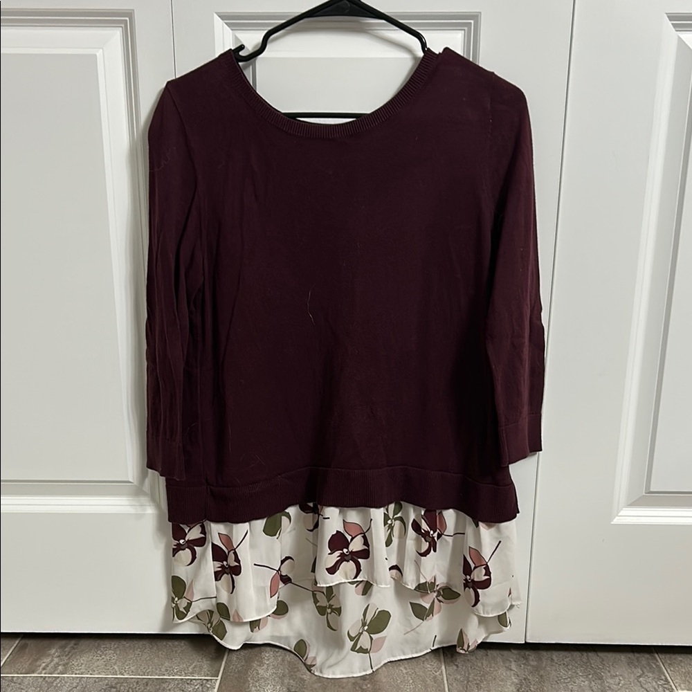 LOFT Floral flutter back Sweater